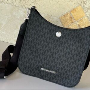 Michael Kors Briley Small Monogram Black Messenger/ Crossbody Bag See dimensions